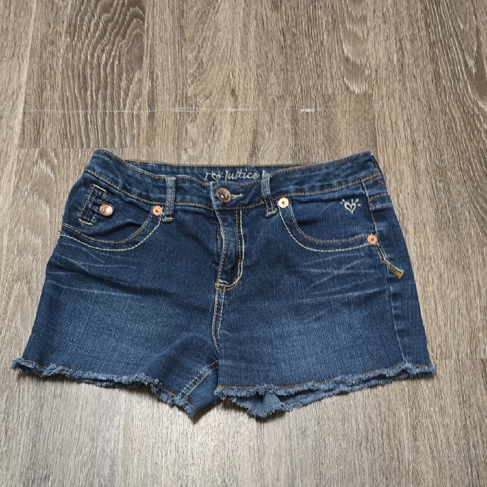 Justice Blue Jean Shorts with Frayed Hems